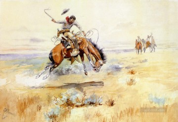 le bronco buster 1894 Charles Marion Russell Indiens d’Amérique Peinture à l'huile